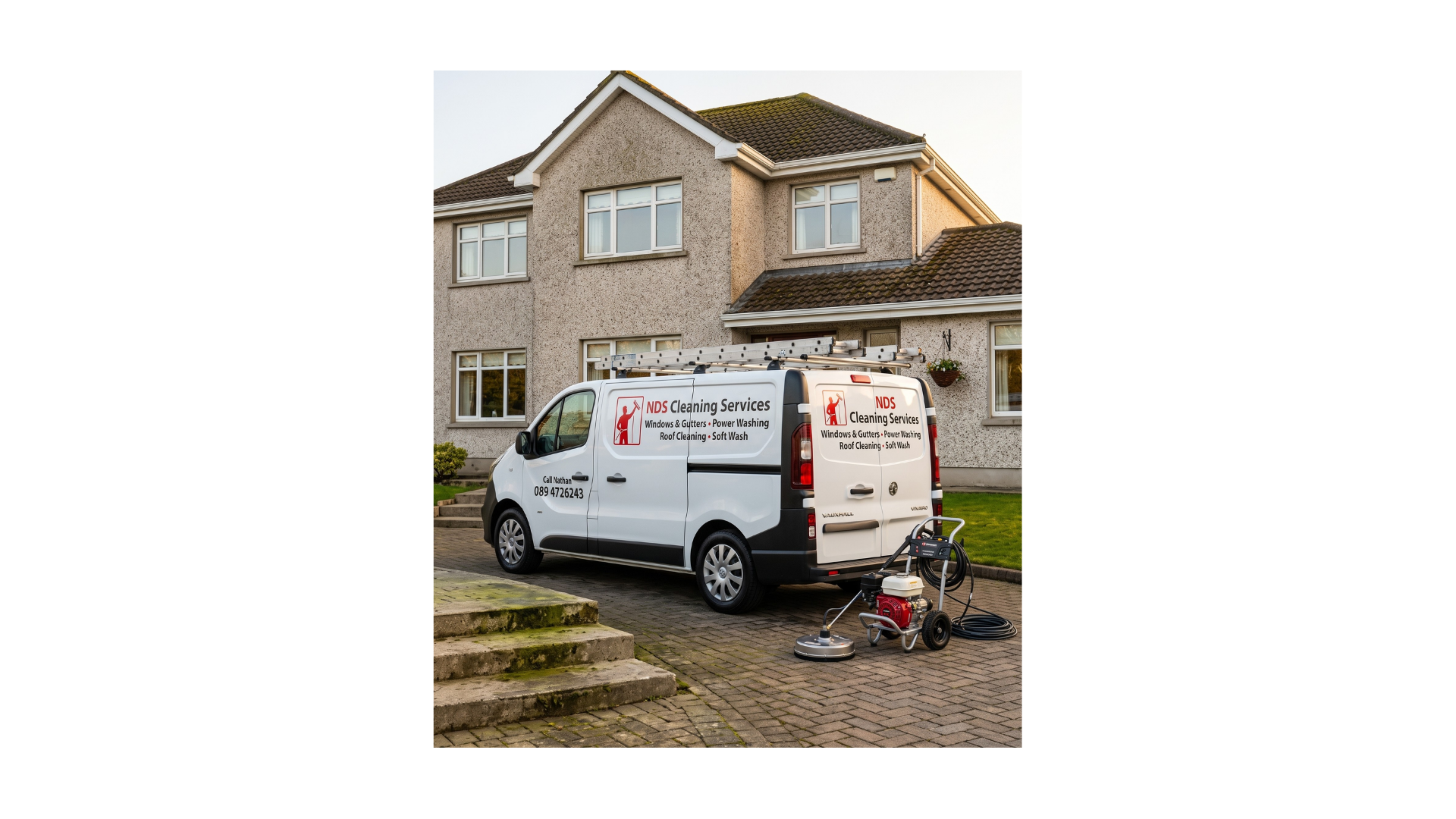 Nathan from NDS Cleaning Services carrying out exterior cleaning work in Portlaoise